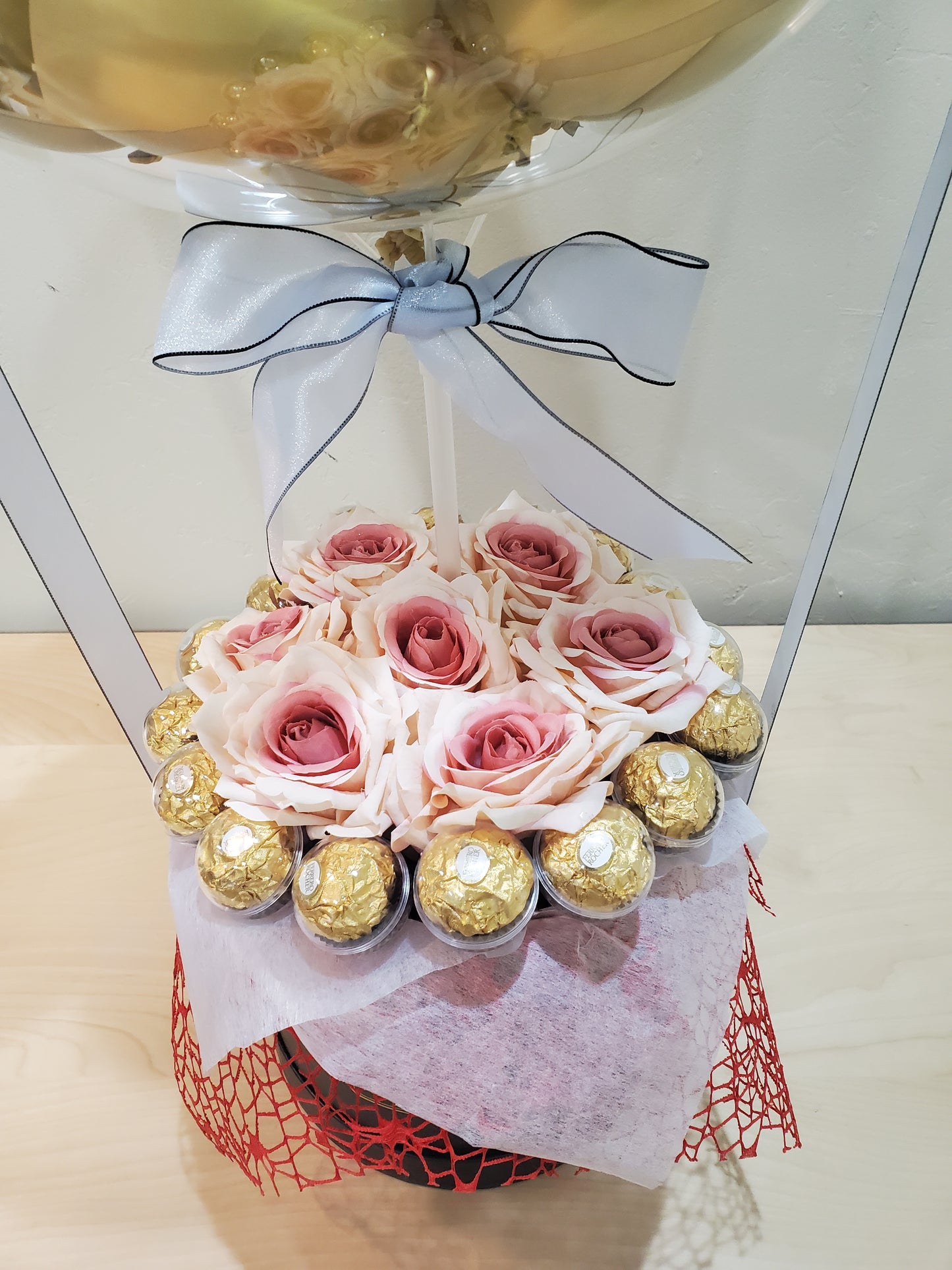 Forever Love with Chocolates and Fresh Cut Roses