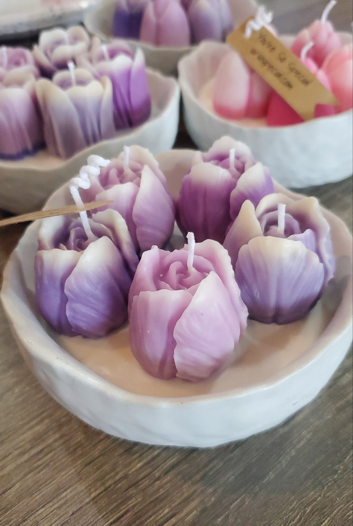 Tulip Candles with Hose Made Concrete Vessel