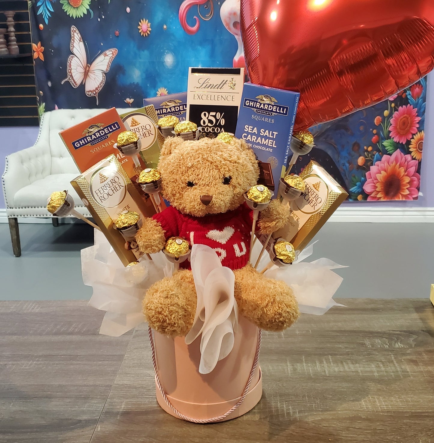 I Love You Bear, Chocolates & Foil Balloon