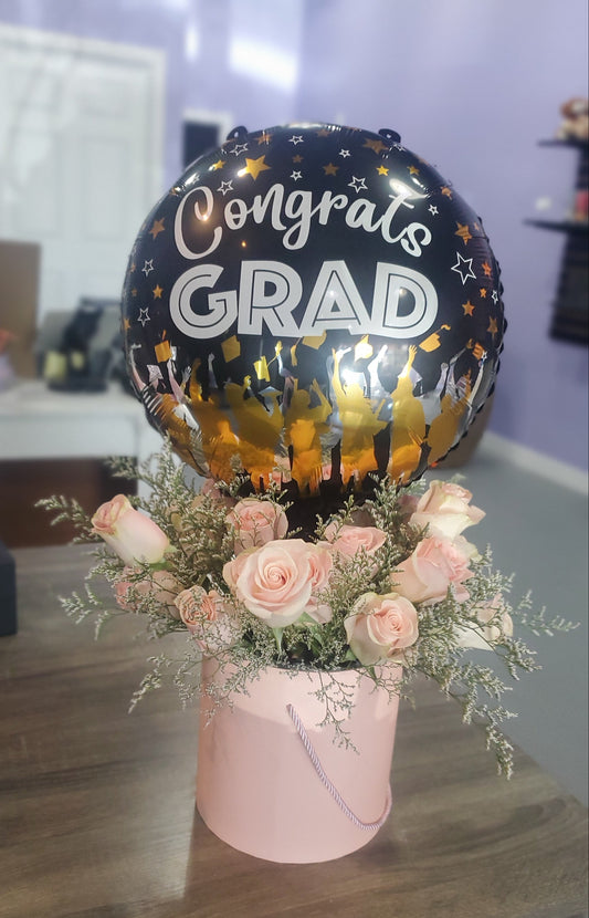 Congrats Grad Foil Balloon with 2 Dozen Roses