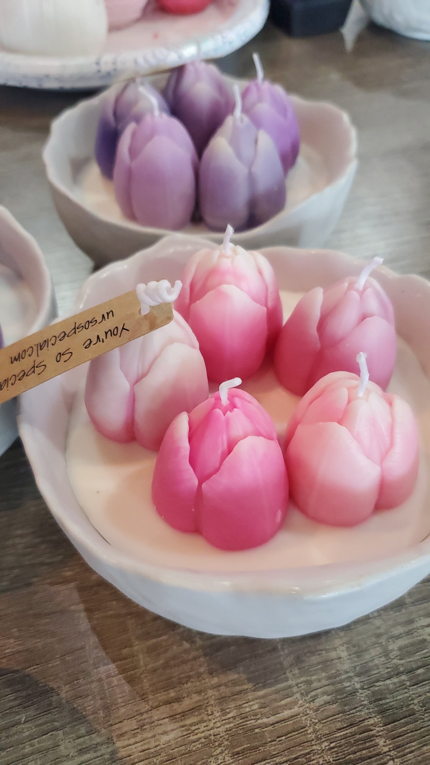 Tulip Candles with Hose Made Concrete Vessel