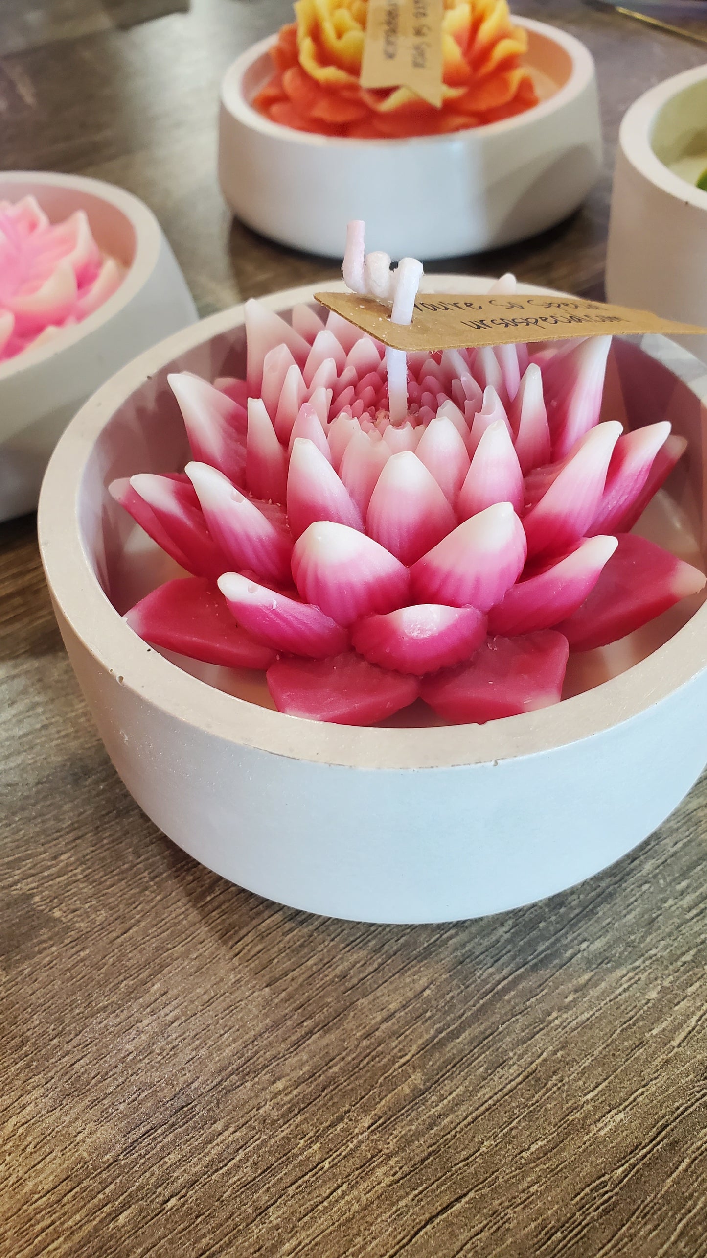 Big Elegant Flower Candle on Hose Made Concrete Vessel